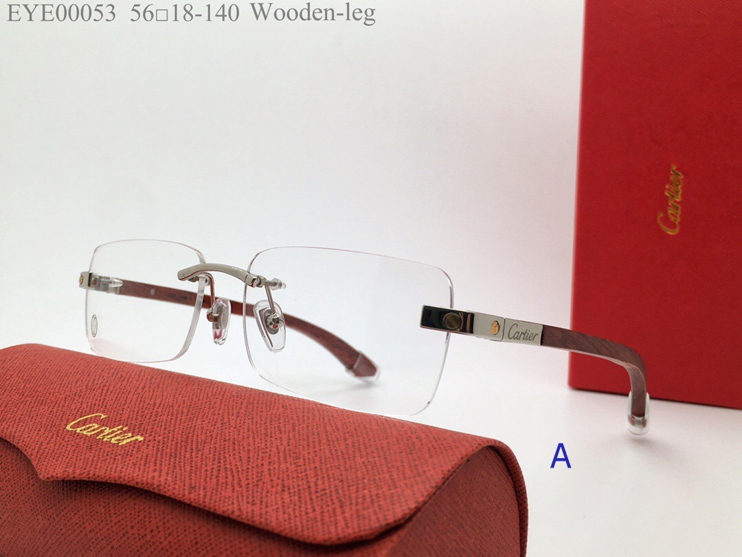 Santos Cartier Eyewear Wood leg Rectangular Rimless EYE00053